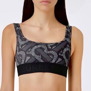 Burberry Monogram TB Print Bikini Bra Top in Gray/Black Combo